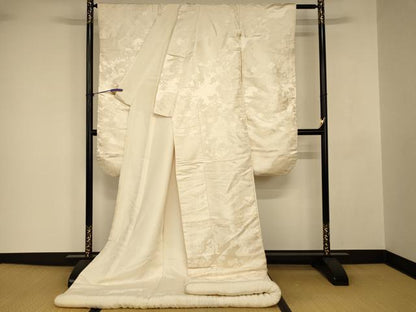 平和屋本店●白打掛　白無垢　錦翔　和装　婚礼　結婚式　花嫁　神社挙式　唐織　飛鶴草花文　逸品　AABJ2676fw