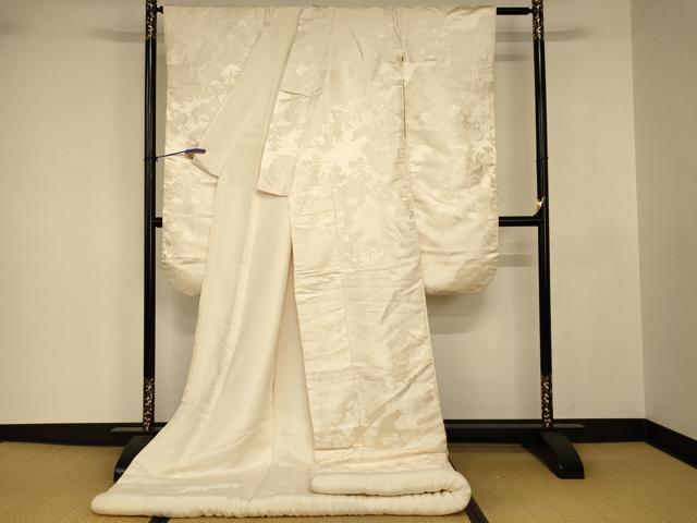平和屋本店●白打掛　白無垢　錦翔　和装　婚礼　結婚式　花嫁　神社挙式　唐織　飛鶴草花文　逸品　AABJ2676fw