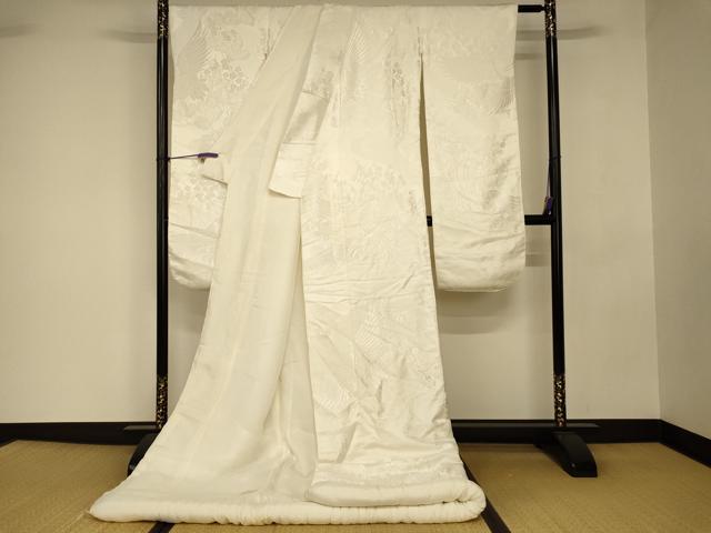 平和屋本店●白打掛　白無垢　和装　婚礼　結婚式　花嫁　神社挙式　唐織　飛鶴松梅文　逸品　AABJ2677fw