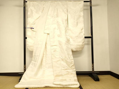 平和屋本店●白打掛　白無垢　和装　婚礼　結婚式　花嫁　神社挙式　唐織　飛鶴吉祥束ね熨斗文　逸品　AABJ2679fw