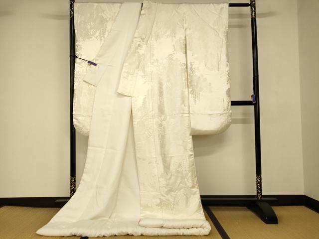 平和屋本店●白打掛　白無垢　和装　婚礼　結婚式　花嫁　神社挙式　唐織　枝花御所車文　逸品　AABJ2683fw
