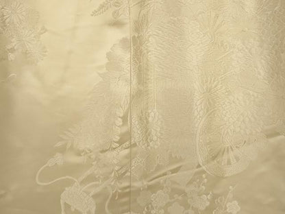 平和屋本店●白打掛　白無垢　和装　婚礼　結婚式　花嫁　神社挙式　唐織　御所車草花文　逸品　AABJ2685fw