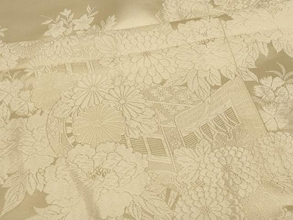平和屋本店●白打掛　白無垢　和装　婚礼　結婚式　花嫁　神社挙式　唐織　御所車草花文　逸品　AABJ2685fw