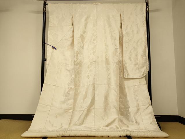 平和屋本店●白打掛　白無垢　和装　婚礼　結婚式　花嫁　神社挙式　唐織　飛鶴流水枝垂れ花文　逸品　AABJ2686fw