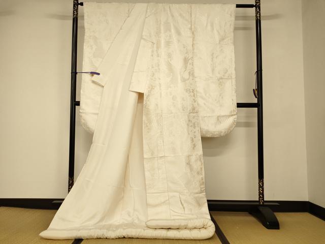 平和屋本店●白打掛　白無垢　和装　婚礼　結婚式　花嫁　神社挙式　唐織　飛鶴流水枝垂れ花文　逸品　AABJ2686fw