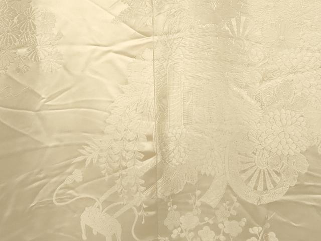 平和屋本店●白打掛　白無垢　和装　婚礼　結婚式　花嫁　神社挙式　唐織　御所車枝花文　逸品　AABJ2687fw