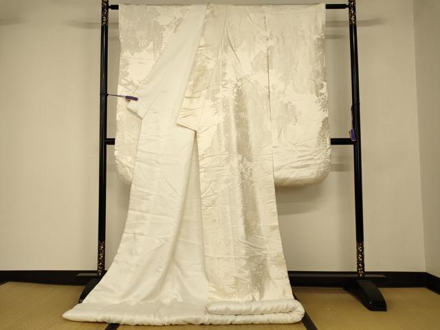平和屋本店●白打掛　白無垢　和装　婚礼　結婚式　花嫁　神社挙式　唐織　御所車枝花文　逸品　AABJ2687fw