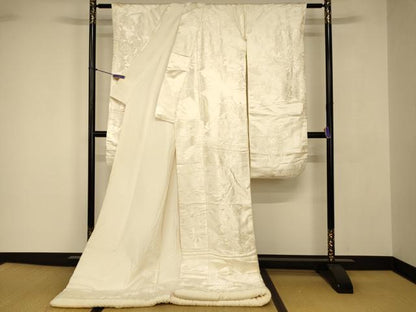 平和屋本店●白打掛　白無垢　和装　婚礼　結婚式　花嫁　神社挙式　唐織　地紙花車鶴文　逸品　AABJ2692fw