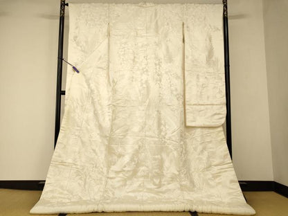 平和屋本店●白打掛　白無垢　和装　婚礼　結婚式　花嫁　神社挙式　総刺繍　飛鶴草花文　逸品　AABJ2695fw