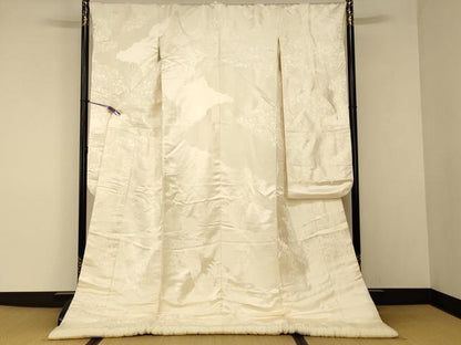 平和屋本店●白打掛　白無垢　和装　婚礼　結婚式　花嫁　神社挙式　唐織　飛鶴霞雲取り文　逸品　AABJ2697fw