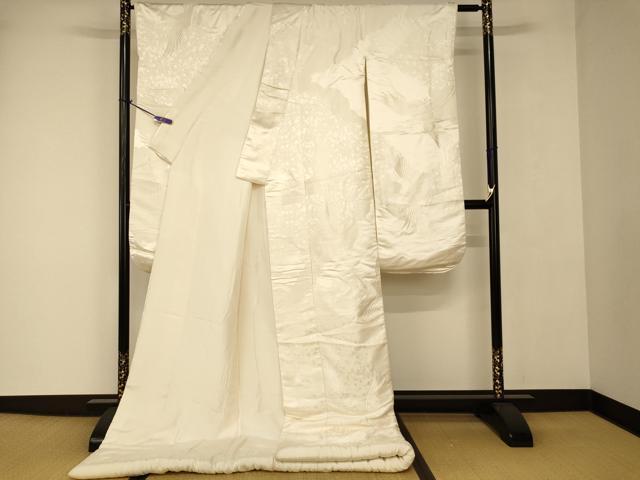 平和屋本店●白打掛　白無垢　和装　婚礼　結婚式　花嫁　神社挙式　唐織　飛鶴霞雲取り文　逸品　AABJ2697fw