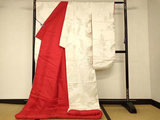 平和屋本店●白打掛　白無垢　和装　婚礼　結婚式　花嫁　神社挙式　唐織　飛鶴文　逸品　AABJ2698fw