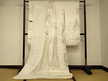 平和屋本店●白打掛　白無垢　和装　婚礼　結婚式　花嫁　神社挙式　唐織　飛鶴流水草花文　逸品　AABJ2701fw