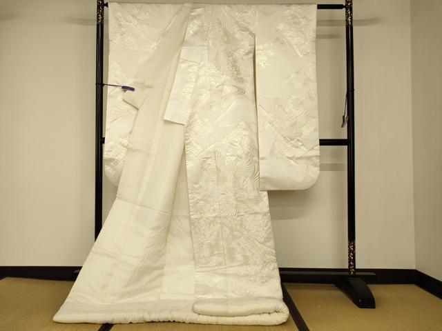平和屋本店●白打掛　白無垢　和装　婚礼　結婚式　花嫁　神社挙式　総刺繍　飛鶴籬枝花文　金糸　AABJ2702fw