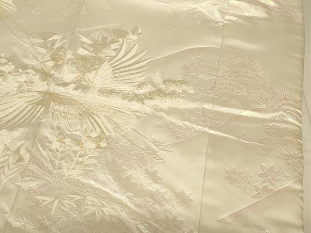 平和屋本店●白打掛　白無垢　和装　婚礼　結婚式　花嫁　神社挙式　総刺繍　飛鶴籬枝花文　金糸　AABJ2702fw