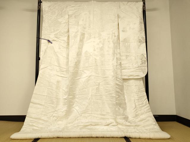 平和屋本店●白打掛　白無垢　和装　婚礼　結婚式　花嫁　神社挙式　唐織　御所車蒔絵草花文　逸品　AABJ2707fw