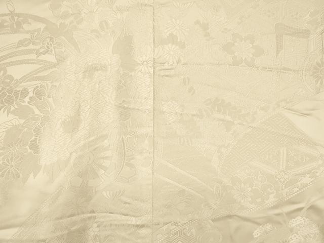 平和屋本店●白打掛　白無垢　和装　婚礼　結婚式　花嫁　神社挙式　唐織　御所車蒔絵草花文　逸品　AABJ2707fw