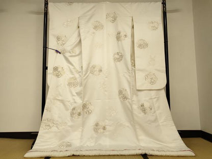 平和屋本店●白打掛　白無垢　和装　婚礼　結婚式　花嫁　神社挙式　駒刺繍　草花丸文　AABJ2711fw