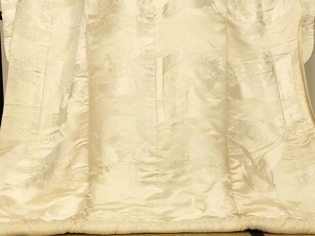 平和屋本店●白打掛　白無垢　和装　婚礼　結婚式　花嫁　神社挙式　唐織　飛鶴山重ね草花文　逸品　AABJ2713fw