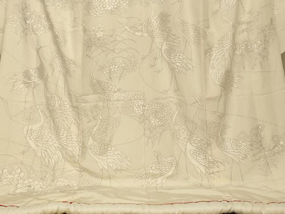 平和屋本店●本手描友禅作家　秋山章　白打掛　白無垢　和装　婚礼　結婚式　花嫁　神社挙式　刺繍　群れ鶴草花文　銀彩　逸品　AABJ2714fw