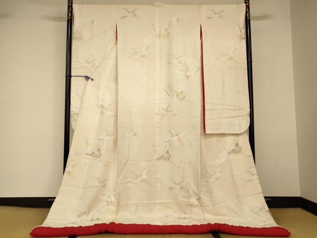 平和屋本店●白打掛　白無垢　和装　婚礼　結婚式　花嫁　神社挙式　唐織　飛鶴更紗花文　金銀糸　逸品　AABJ2715fw