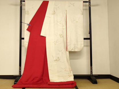 平和屋本店●白打掛　白無垢　和装　婚礼　結婚式　花嫁　神社挙式　唐織　飛鶴更紗花文　金銀糸　逸品　AABJ2715fw