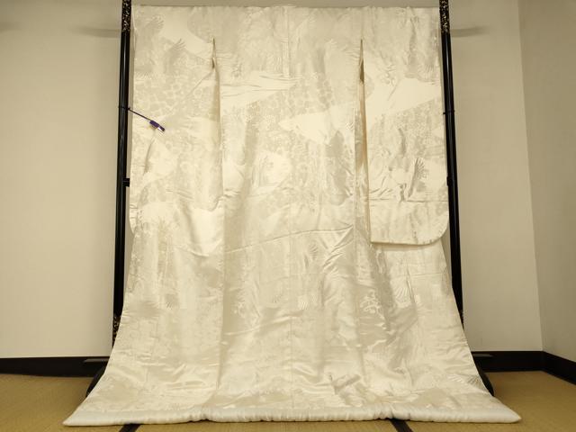 平和屋本店●白打掛　白無垢　和装　婚礼　結婚式　花嫁　神社挙式　唐織　飛鶴花車文　逸品　AABJ2716fw