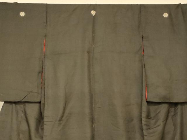 平和屋本店▼アンティーク　大正ロマン　黒留袖　手描き　刺繍　笹梅文　銀糸　正絹　逸品　AABJ2719fw