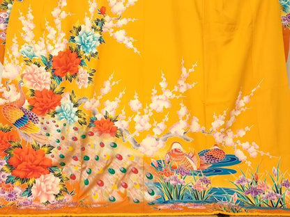 平和屋本店●お引きずり・お引き摺り・引き振袖　和装　結婚式　舞妓　芸妓　芸者　衣装　花鳥文　暈し染め　金銀彩　AABJ2721fw
