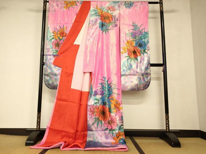 平和屋本店●お引きずり・お引き摺り・引き振袖　和装　結婚式　舞妓　芸妓　芸者　衣装　霞草花文　暈し染め　AABJ2722fw