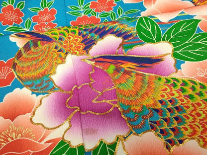 平和屋本店●お引きずり・お引き摺り・引き振袖　和装　結婚式　舞妓　芸妓　芸者　衣装　駒刺繍　草花雉文　暈し染め　金彩　AABJ2724fw