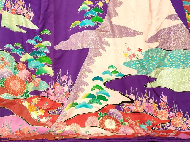 平和屋本店●お引きずり・お引き摺り・引き振袖　和装　結婚式　舞妓　芸妓　芸者　衣装　道長松梅文　金銀彩　AABJ2725fw