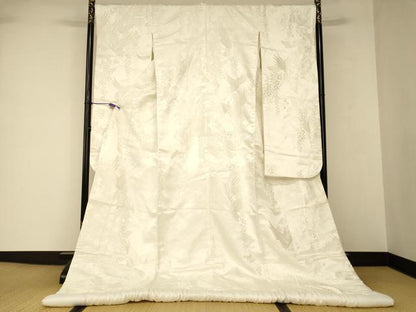 平和屋本店●白打掛　白無垢　和装　婚礼　結婚式　花嫁　神社挙式　唐織　飛鶴枝花束ね熨斗文　逸品　AABJ2729fw