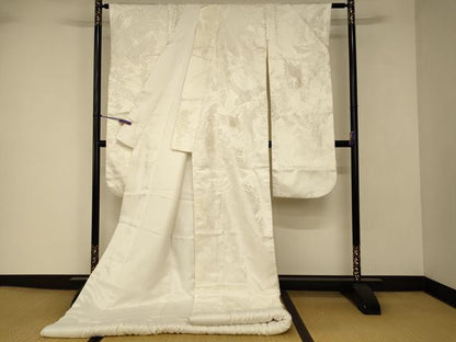 平和屋本店●白打掛　白無垢　和装　婚礼　結婚式　花嫁　神社挙式　唐織　飛鶴枝花束ね熨斗文　逸品　AABJ2729fw