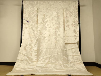 平和屋本店●白打掛　白無垢　和装　婚礼　結婚式　花嫁　神社挙式　唐織　舞桜文　金銀糸　逸品　AABJ2732fw