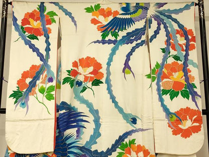 平和屋本店●お引きずり・お引き摺り・引き振袖　和装　結婚式　舞妓　芸妓　芸者　衣装　駒刺繍　鳳凰牡丹文　金彩　逸品　AABJ2743fw