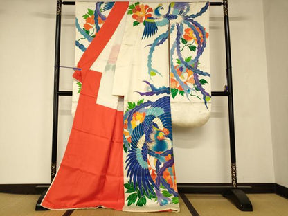 平和屋本店●お引きずり・お引き摺り・引き振袖　和装　結婚式　舞妓　芸妓　芸者　衣装　駒刺繍　鳳凰牡丹文　金彩　逸品　AABJ2743fw
