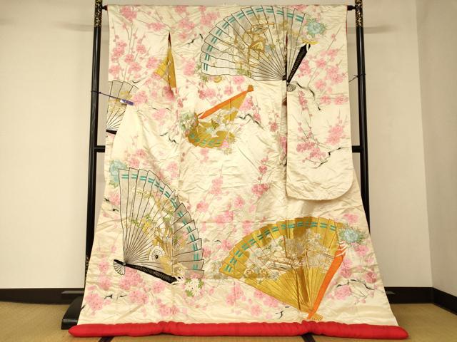 平和屋本店●色打掛　和装　婚礼　結婚式　花嫁　神社挙式　総刺繍　枝梅御所車扇子文　金銀糸　逸品　AABJ2747fw