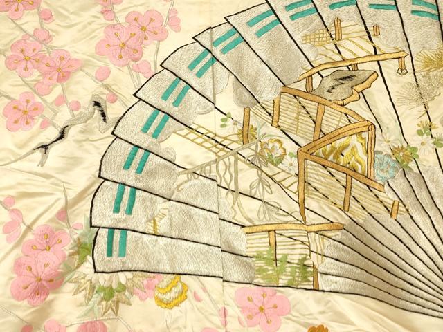 平和屋本店●色打掛　和装　婚礼　結婚式　花嫁　神社挙式　総刺繍　枝梅御所車扇子文　金銀糸　逸品　AABJ2747fw