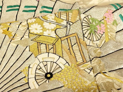 平和屋本店●色打掛　和装　婚礼　結婚式　花嫁　神社挙式　総刺繍　枝梅御所車扇子文　金銀糸　逸品　AABJ2747fw