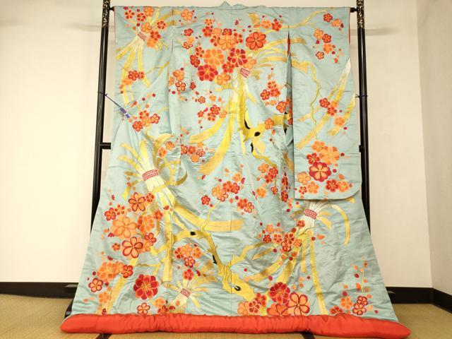 平和屋本店●色打掛　和装　婚礼　結婚式　花嫁　神社挙式　総刺繍　枝梅束ね熨斗文　金銀糸　逸品　AABJ2749fw