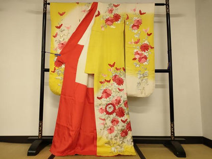 平和屋本店●お引きずり・お引き摺り・引き振袖 和装 結婚式 舞妓 芸妓 芸者 衣装 総刺繍 草花文 暈し染め 金銀糸 逸品 AABJ2758fw