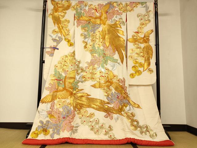 平和屋本店●色打掛　和装　婚礼　結婚式　花嫁　神社挙式　駒刺繍　鳳凰草花文　金銀糸　逸品　AABJ2759fw
