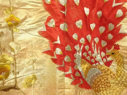 平和屋本店●色打掛　和装　婚礼　結婚式　花嫁　神社挙式　駒刺繍　枝梅孔雀文　金銀糸　逸品　AABJ2762fw