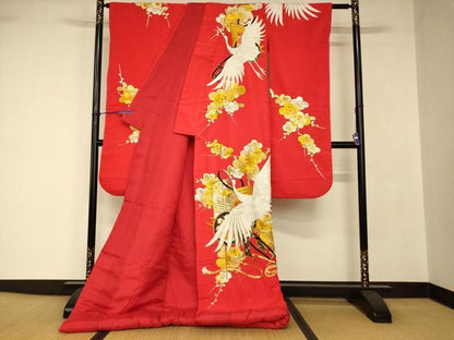 平和屋本店●色打掛　和装　婚礼　結婚式　花嫁　神社挙式　総刺繍　飛鶴御所車枝梅文　金銀糸　逸品　AABJ2763fw