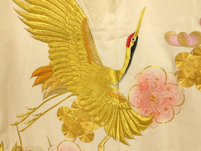 平和屋本店●色打掛　和装　婚礼　結婚式　花嫁　神社挙式　駒刺繍　飛鶴枝梅文　金糸　逸品　AABJ2764fw
