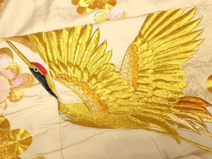 平和屋本店●色打掛　和装　婚礼　結婚式　花嫁　神社挙式　駒刺繍　飛鶴枝梅文　金糸　逸品　AABJ2764fw