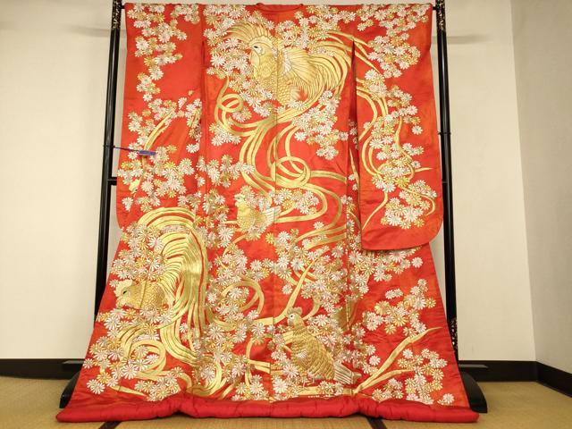 平和屋本店●色打掛　和装　婚礼　結婚式　花嫁　神社挙式　総刺繍　花鳥文　金銀糸　逸品　AABJ2765fw