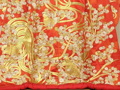 平和屋本店●色打掛　和装　婚礼　結婚式　花嫁　神社挙式　総刺繍　花鳥文　金銀糸　逸品　AABJ2765fw