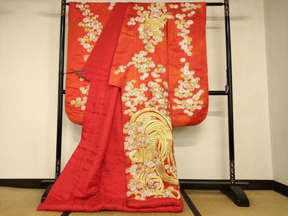 平和屋本店●色打掛　和装　婚礼　結婚式　花嫁　神社挙式　総刺繍　花鳥文　金銀糸　逸品　AABJ2765fw
